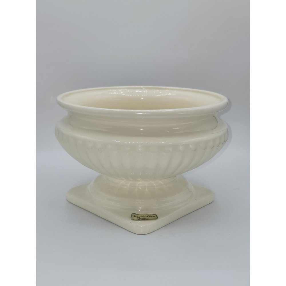 Haeger‎ Floral Grecian Pedestal Urn Planter Ivory Ceramic Cachepot USA 8.5"